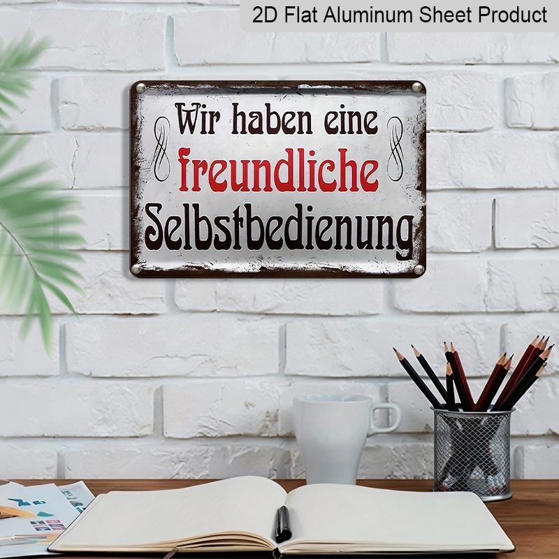 2D Flat German Sign "Wir Haben Eine Freundliche Selfservice" with Musical Notes, Size 8inch X 12inch, Perfect for Home Decor, Clubs and Outdoor
