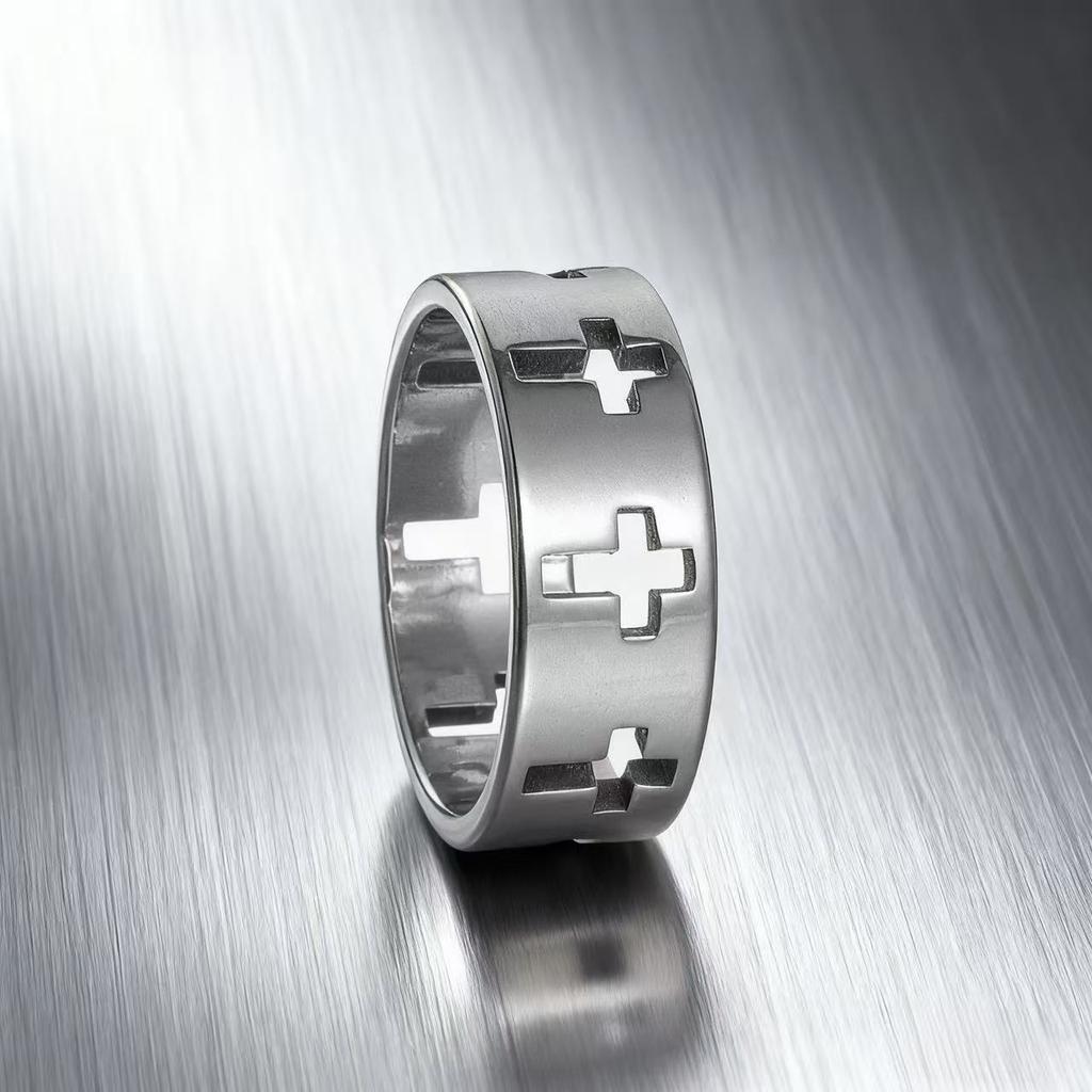 Simple and Fashionable Men's Jewelry Jewelry Hollow Titanium Steel Ring