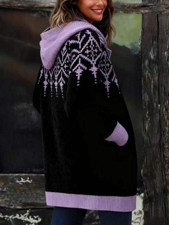 2025 Autumn/Winter Women's Hooded Cardigan Sweater - Casual Loose Cape, Plus Size, Trendy