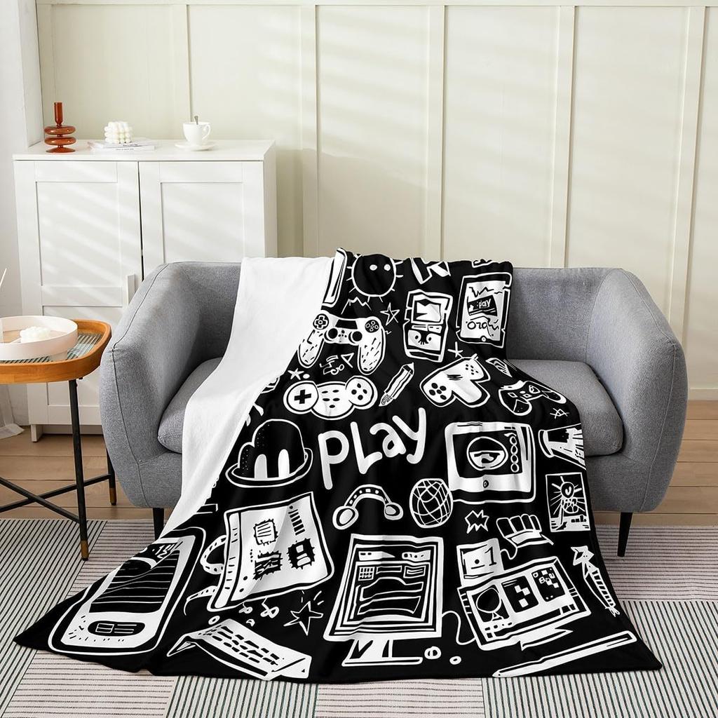 Gamepadová deka Módní flanelová deka na postel pohovku přehoz Bytový textil Hráč Děti Dospělí Dárek King Queen Size
