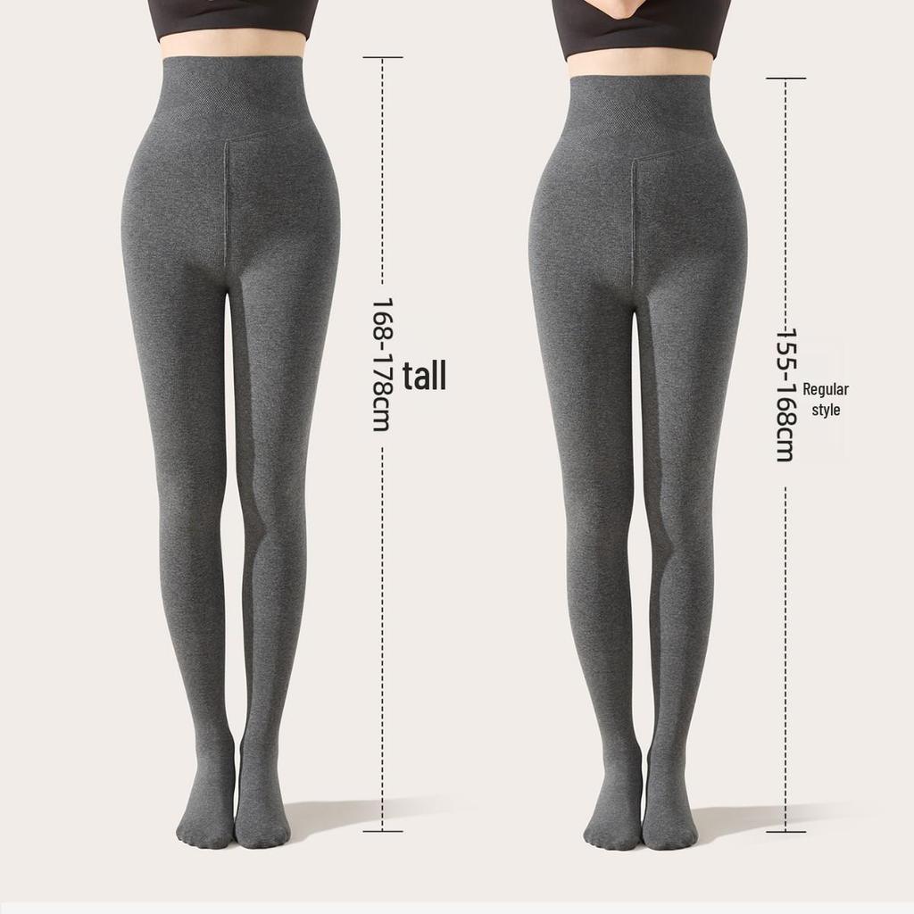Tall Women's Extra Long Compression Leggings - Anti-Roll Fleece Lined Tights for Autumn/Winter