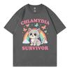 Chlamydia Survivor Funny Cat Meme Graphic T Shirts Men Women Clothing Kawai Fashion T-shirt Harajuku Y2k Short Sleeve T-shirts