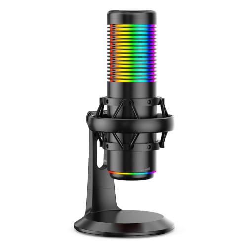 [2025 New Evolution] USB Gaming Condenser Microphone, Desktop, One-Tap Mute, Unidirectional & Omnidirectional Switching, Stepless Gain Adjustment, Noi