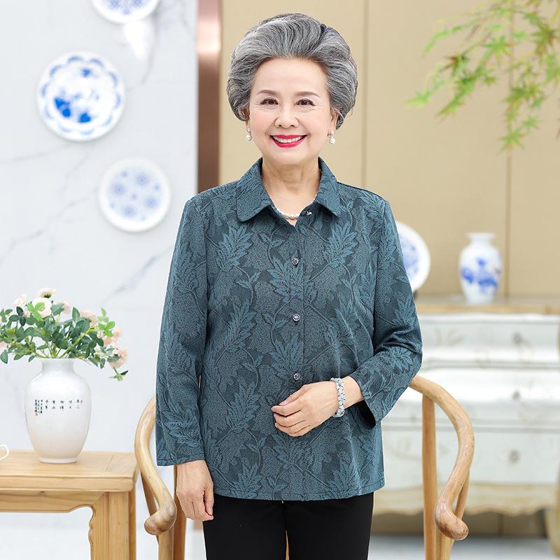 Grandma's Long-Sleeve Spring & Autumn Top for Elderly Women