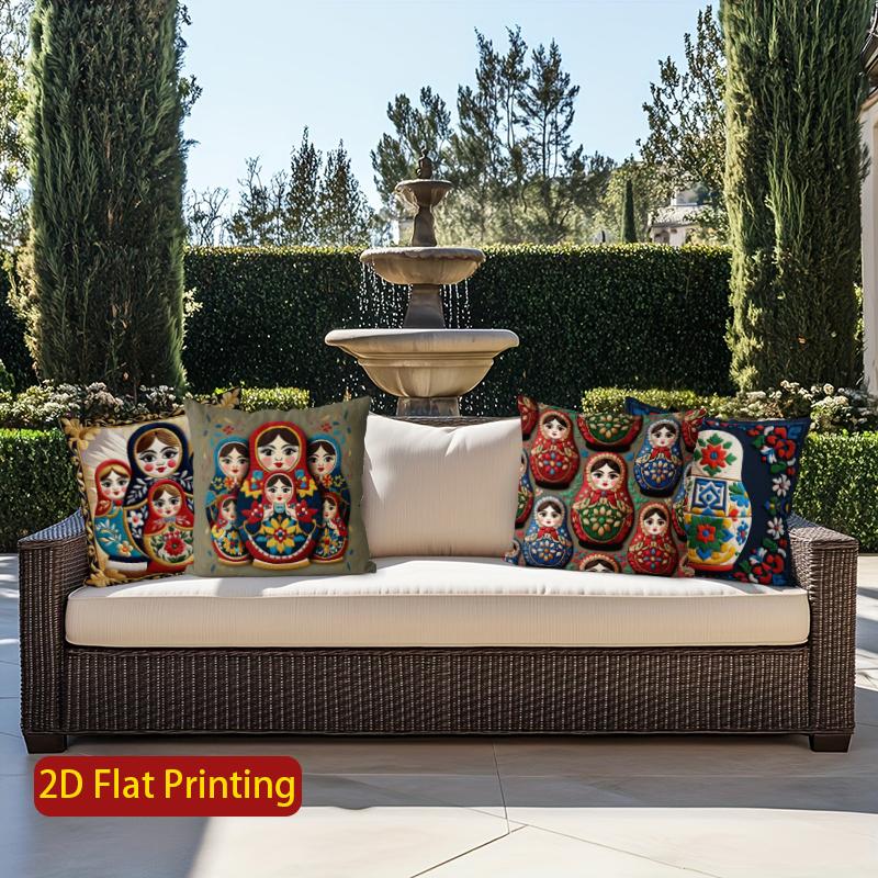 2D Russian Matryoshka Pattern Decorative Pillow Covers Pattern Cushion Cover Suitable For Sofa Bedroom Car Pillow Cover