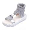 Women's Plus Size Lightweight Woven Slippers - Thick-Soled, Wool, Round-Toe Sandals, European & American Casual Style
