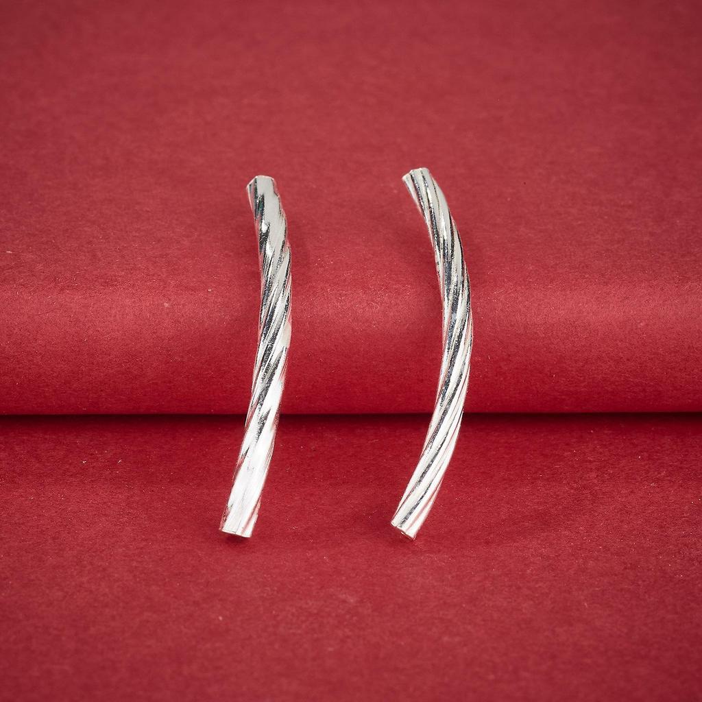 S925 Sterling Silver Twisted Tube Bracelet - Handmade DIY Jewelry Beading Accessory