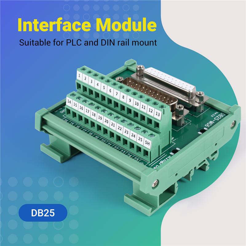 2025 Trend DB25 DIN Rail Mount Interface Module Male/Female Connector Breakout Board