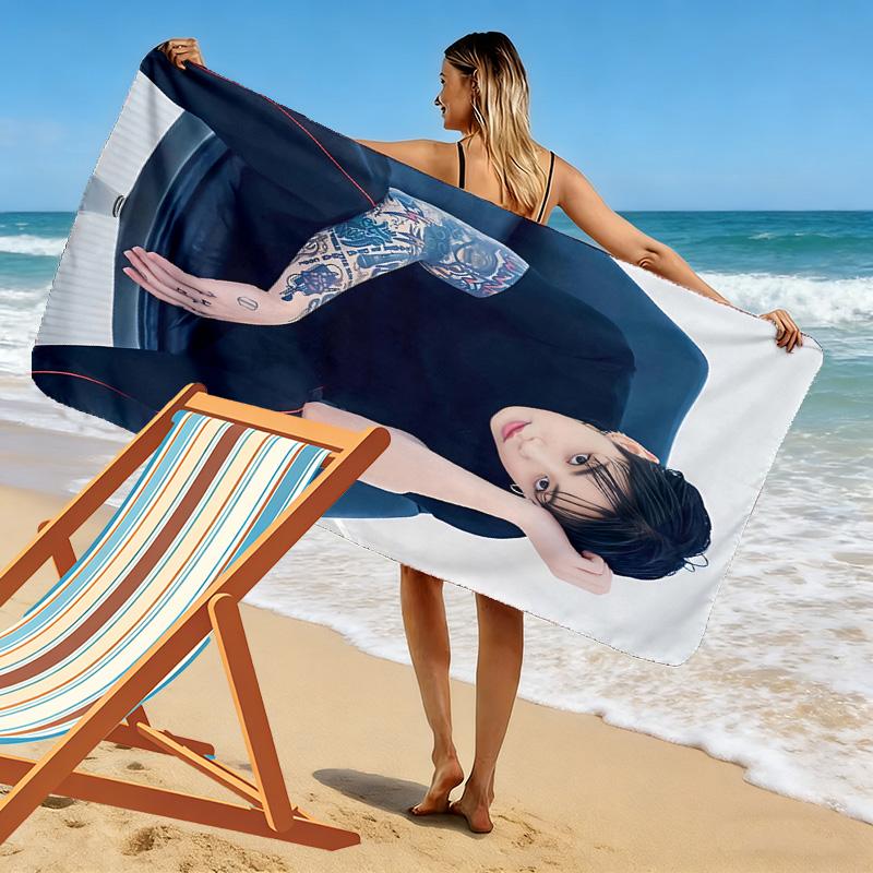 Jeon Jeongguk Print Beach Towel, Large Soft Quick Dry Towel for Beach Camping Swimming