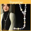 Pearl Long Necklace For Women With Leaf Pendant Natural Elegant Jewelry Gift For Autumn
