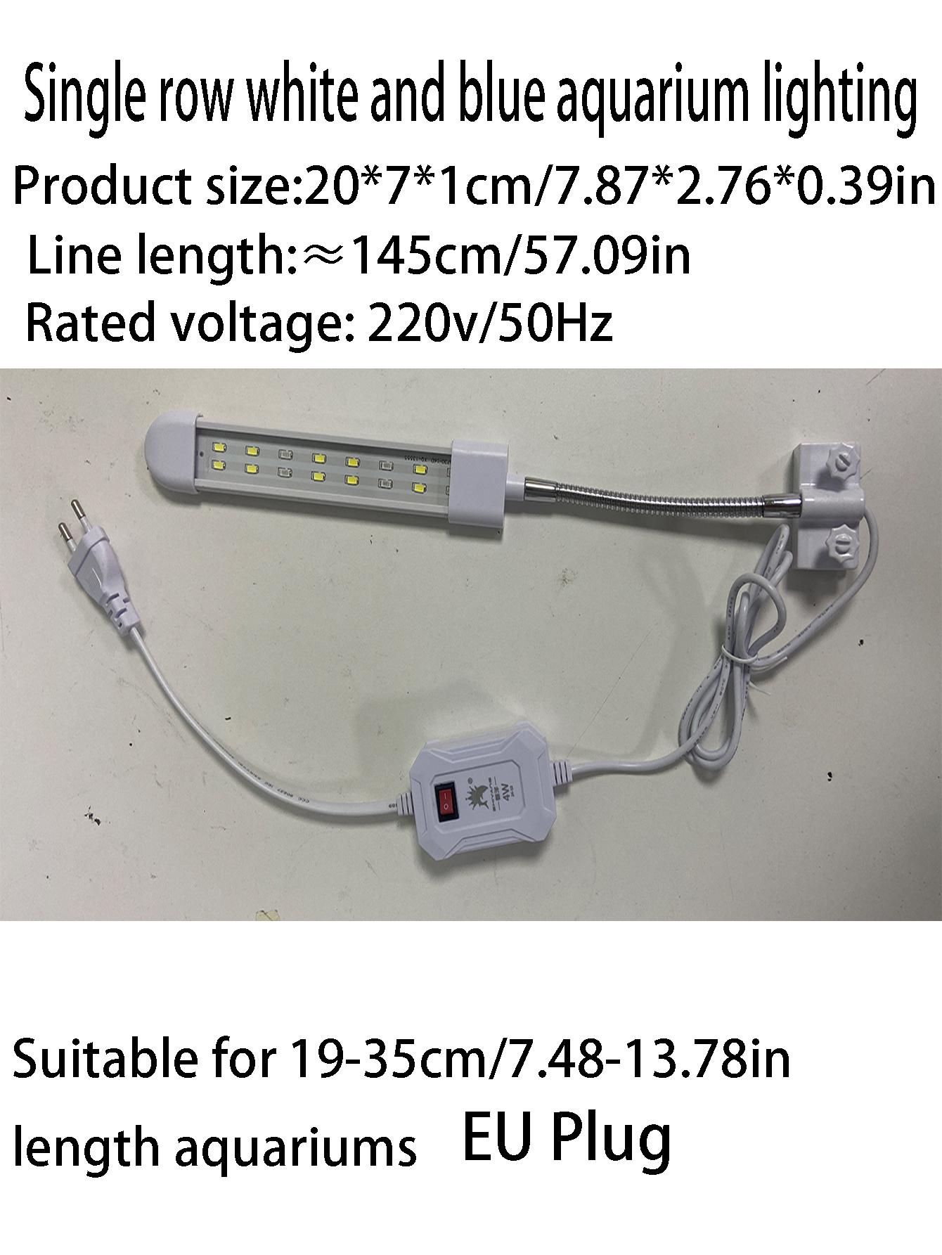 

Светильник-зажим для аквариума можно расширить на 180°, чтобы отрегулировать угол, управление двухцветным переключателем синего и белого света