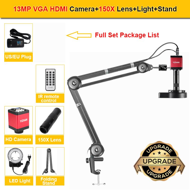 YIZHAN 150X Zoom Lens Electron Video Microscope 4K 49MP UHD Microscope Camera HDMI Type-C 1080P 60FPS Industrial Welding Tools