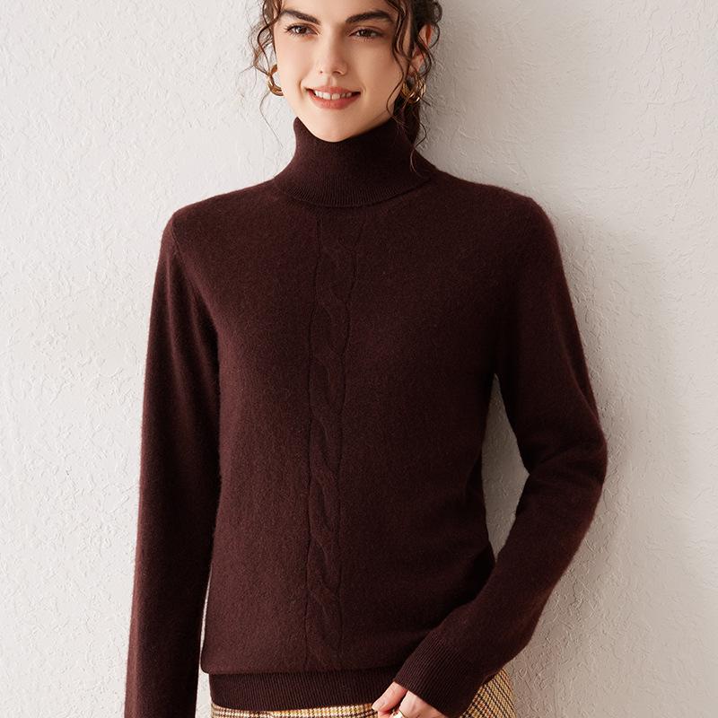Flower Cashmere Sweater for Women In Autumn and Winter Latest Simple and Versatile Warm Base Blouse Soft and Glutinous One Tone Sweater