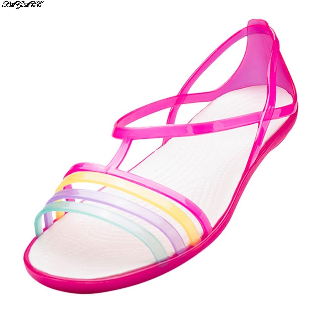 

Желе обувь Женские сандалии Прозрачная обувь Прозрачная обувь Босоножки с открытым носком Пляжная обувь 38 роза розовый
