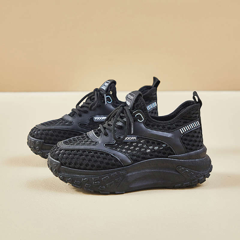 Thick-soled Dad Shoes Women's New Summer Breathable Mesh Hollow Soft Sole Thin Mesh Shoes Sports Lightweight Women's Shoes