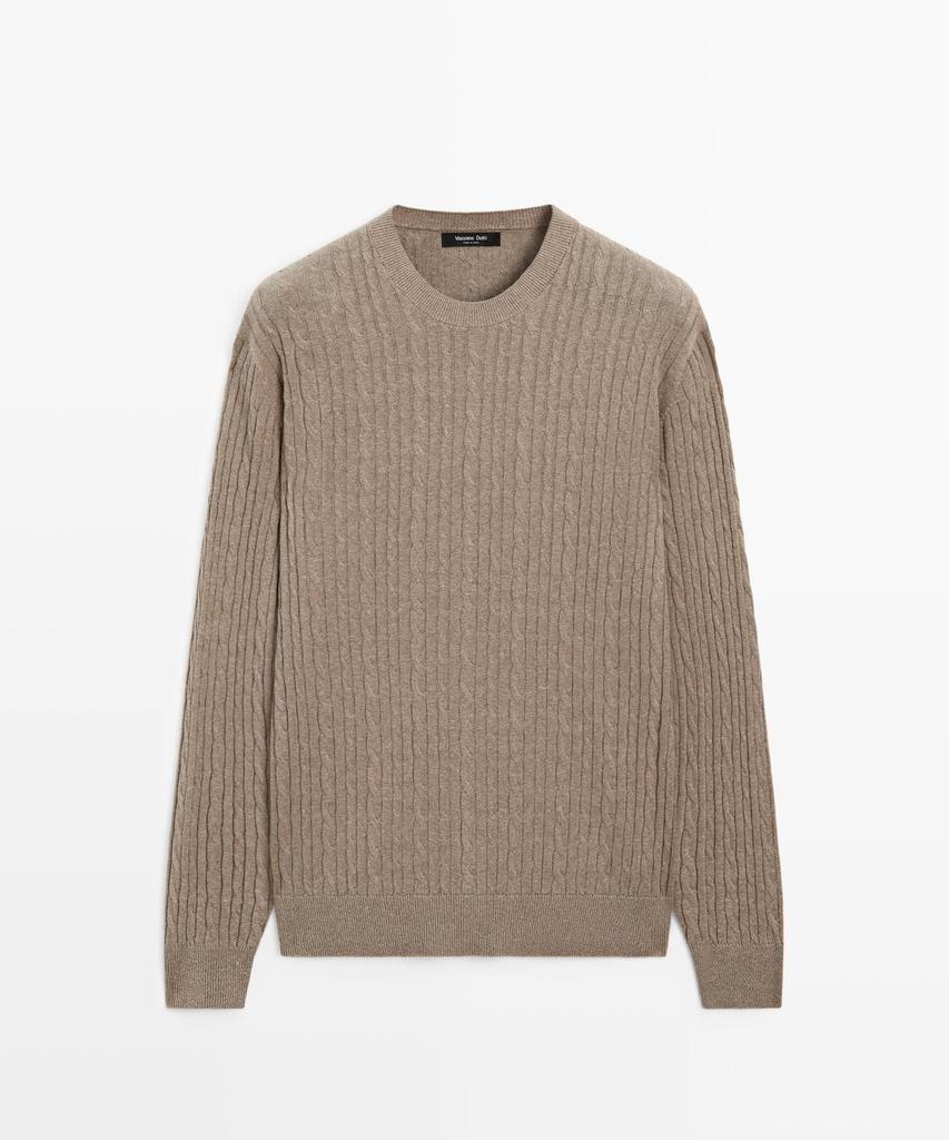 Masimodutti Cotton Blend Cable Knit Sweater