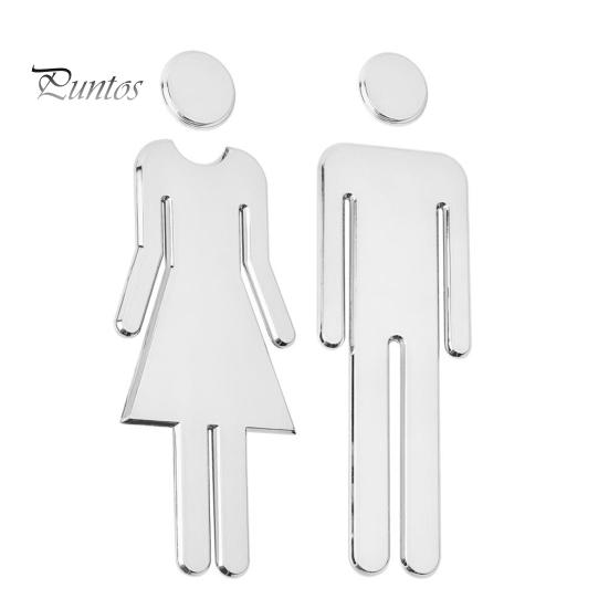 

2 шт. акриловое зеркало для ванной комнаты, клейкая дверь туалета, туалет 3D, знак для мужчин и женщин, бизнес-ресторан, офис, отель, туалетная комната, настенная идентификация золотистый