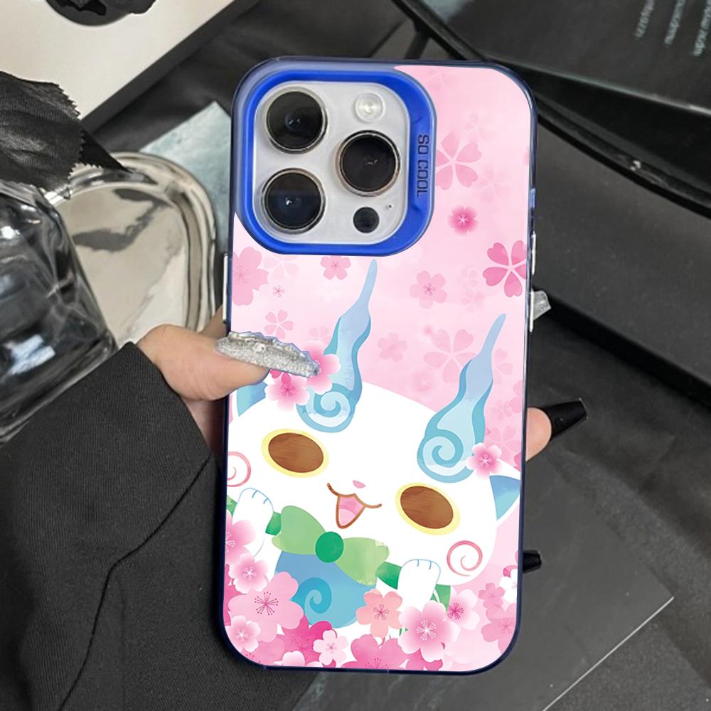 Yo-kai Cute W-Watch Phone Case For iPhone 16,15,14,13,12,11,Pro,Max,Plus,Mini,XS,SE Anti Fall Blue Matte Hard Bumper