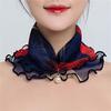 Scarf Painting Print Imitation Pearl Durable Ruffle Edge Lady Headscarf for Banquet