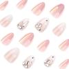 French White Gradient Rhinestone Almond-Shaped Fake Nails
