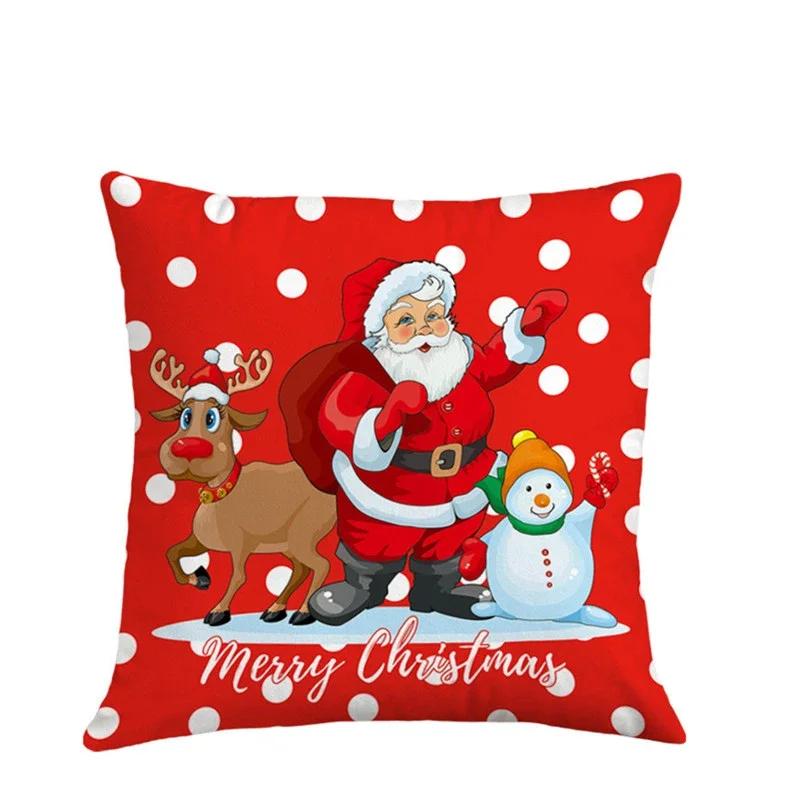 New Year Merry Christmas Santa Claus Print Pattern Cushion Cover for Home Living Room Sofa Decoration Pillow