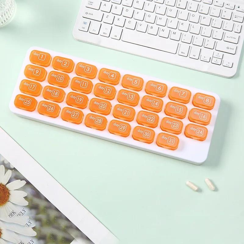 New Hot Premuim Portable 31 Day Monthly Pill Organizer Storage Case Box Holder for Daily Medicine Vitamin Fish Oils Supplement