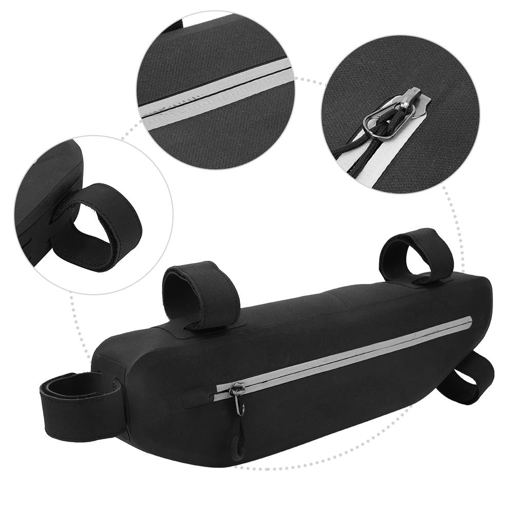 Nylon Outdoor Waterproof Bicycle Front Tube Frame Triangular Bag Riding Bike Cycling Holder Pouch AccessoriesBlack 2L