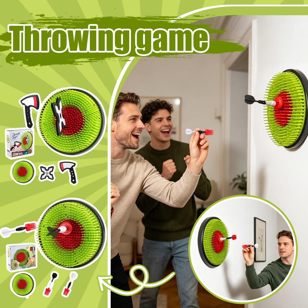 Axe Throwing Game Set For Adults And Kids: Bristle Axe Target Board Game , No Drill Mounting, Compact & Portable Design For Indoor Outdoor Use