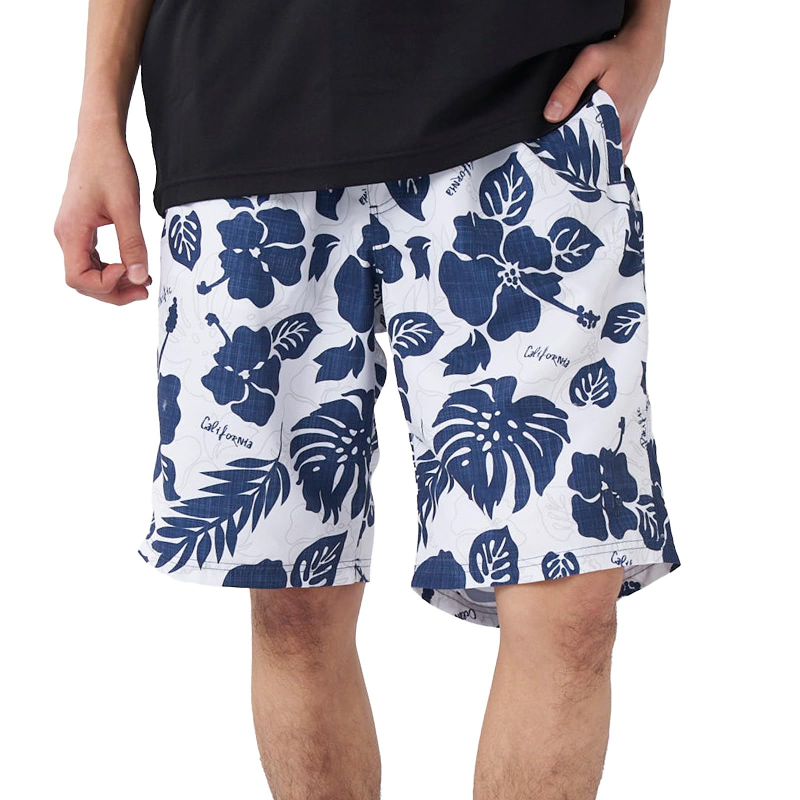 

Ocean Pacific Шорты для серфинга с рисунком гибискуса с внутренними 514435 Темно-синие 2 Мужские