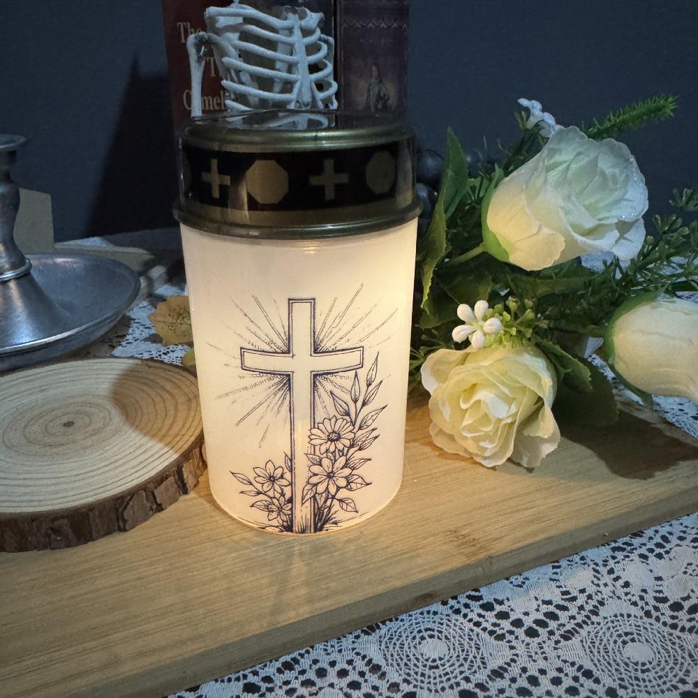 Solar Sensor Flameless Ceremony Grave Lantern Waterproof Candle Memorial Light Memorial Gift