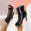 Woman Shoes Ankle Boots Spring Summer Sandals Elegant Party Pole Dance Gladiator Peep Toe Super High Heel Sexy Lace-up