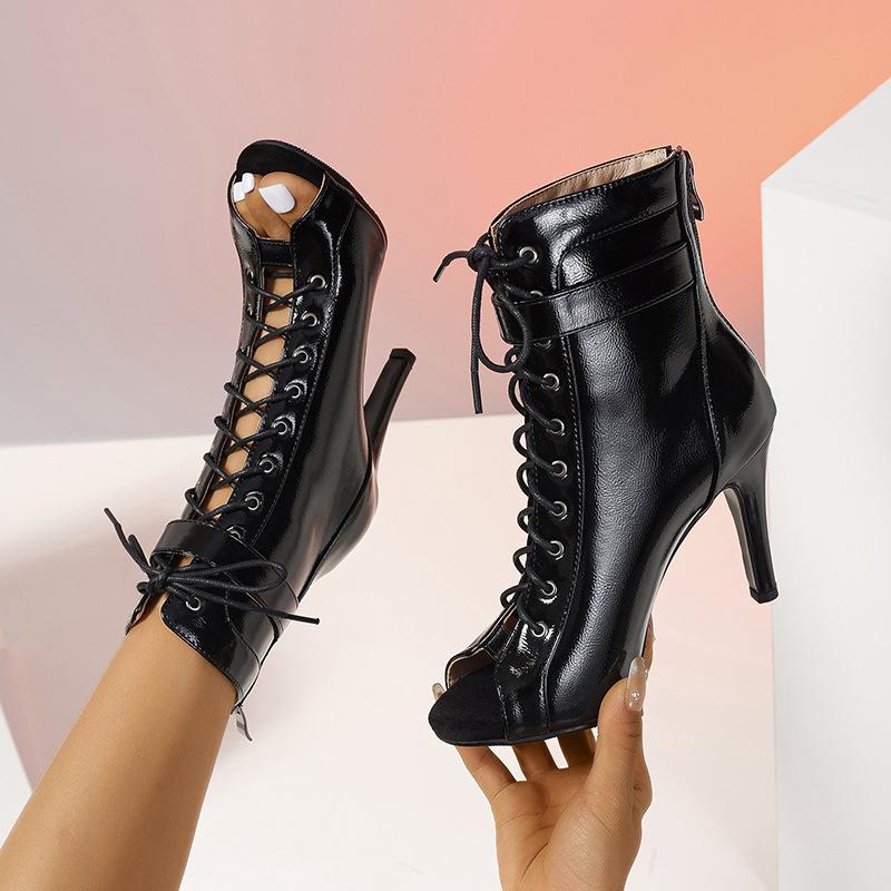 Woman Shoes Ankle Boots Spring Summer Sandals Elegant Party Pole Dance Gladiator Peep Toe Super High Heel Sexy Lace-up