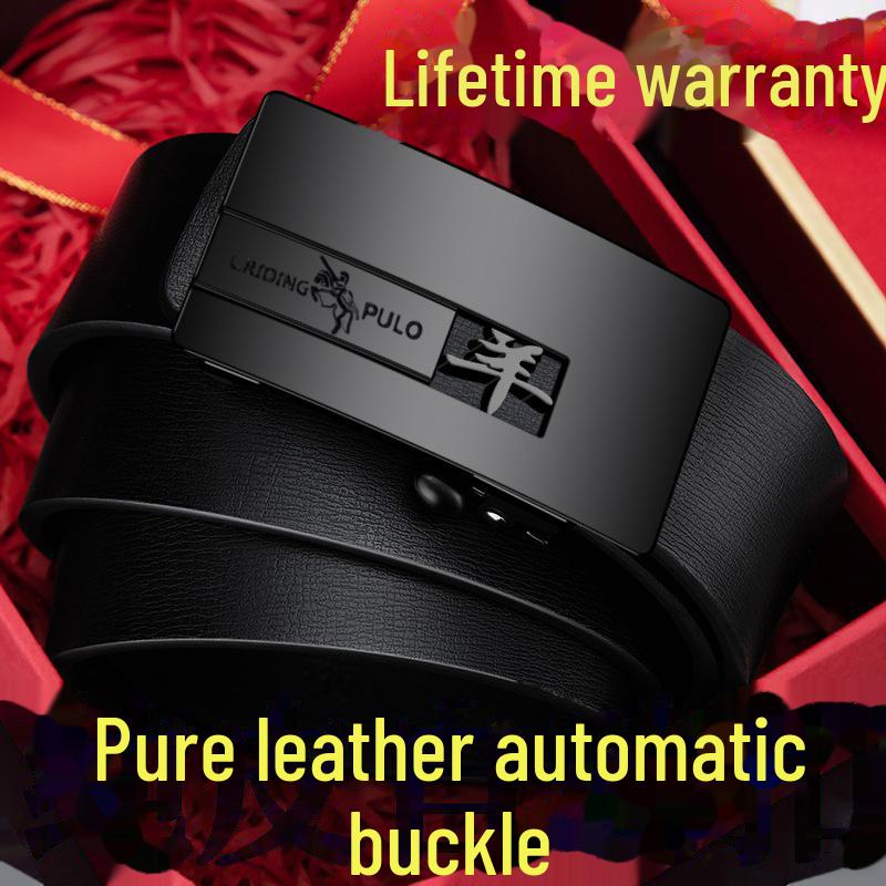 Paul Men's Genuine Leather Automatic Buckle Belt - Versatile Fashion for Business