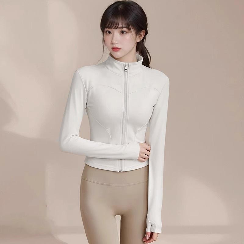 Fleece thickened yoga clothes women's new running sports training yoga jacket fitness long-sleeved stand-up neck zipper top