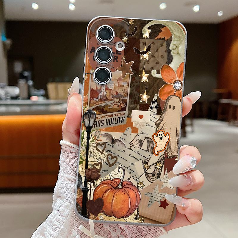 Pompoen Lantaarn Geest Halloween Hoesje Voor Samsung S26 FE S25 Ultra S24 S23 S22 S21 FE A16 A17 A18 A26 A36 A37 A54 A55 A56 A57 5G Zachte Siliconen Cover
