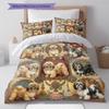 Biancheria da letto con motivo cucciolo e fiori carini, Set piumino Copripiumino Federa Regalo di compleanno per la casa (1 * copripiumino + 2 * federa, senza nucleo)