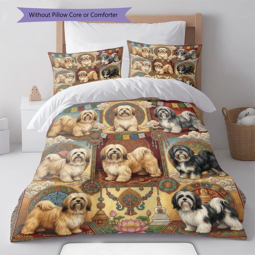 Biancheria da letto con motivo cucciolo e fiori carini, Set piumino Copripiumino Federa Regalo di compleanno per la casa (1 * copripiumino + 2 * federa, senza nucleo)