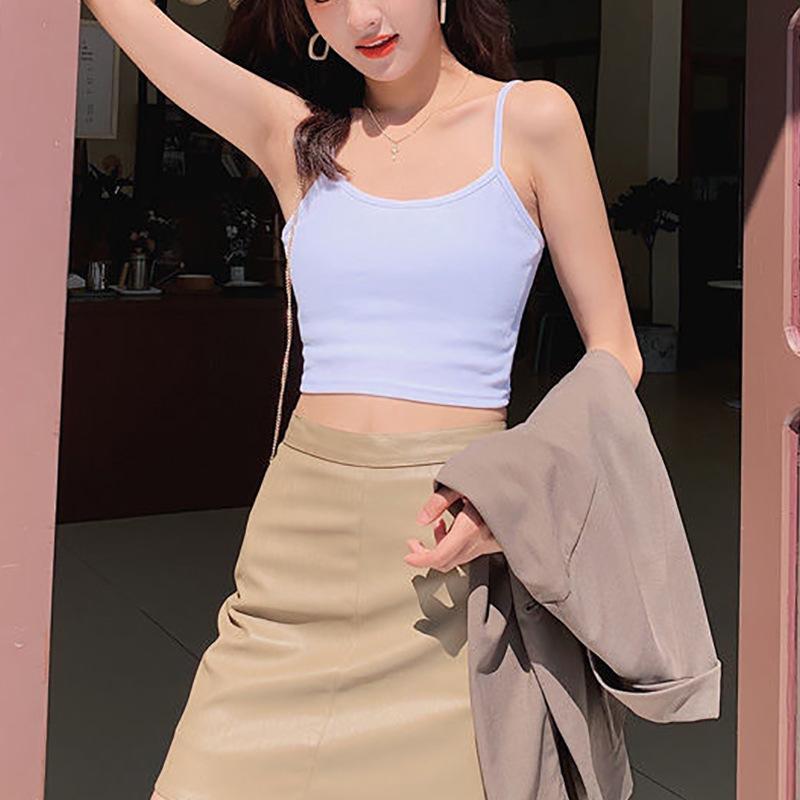 Short High Waist Outer Vest Top Women's Summer New Korean Version Slim and Thin Sexy Solid Color with Small Suspenders