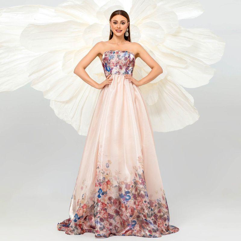 Cross-Border European and American High end Sleeveless Elegant Long Banquet Evening dress Bridesmaid Dress Wedding Dress Maxi Pink S