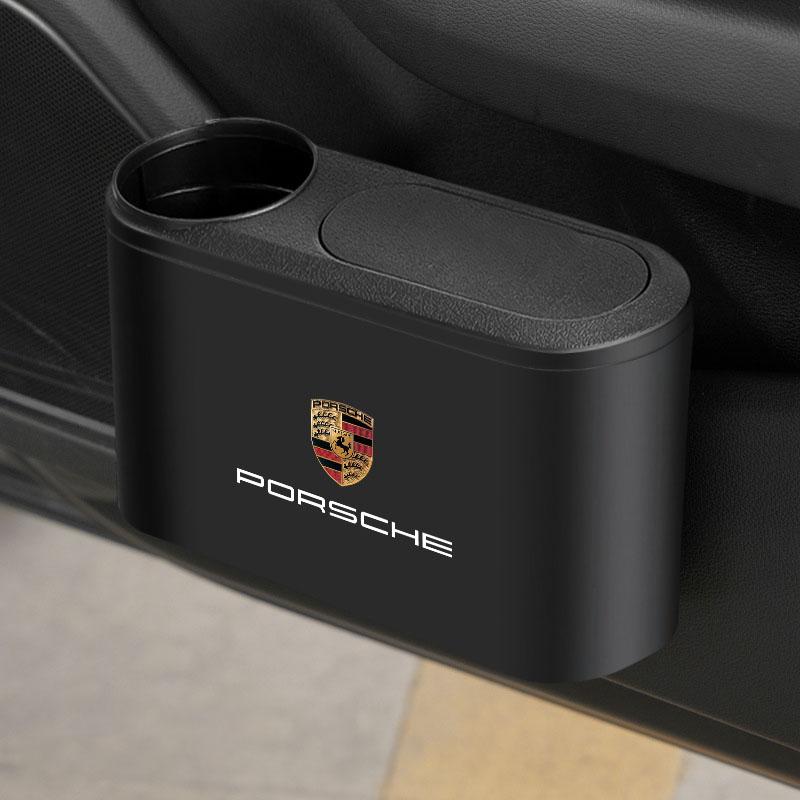 1Pcs Trash Can Auto Emblem Garbage Box Bin Storage Car Accessories For Porsche Boxster Cayenne Panamera Macan Cayman 911 918 996 917 991