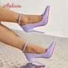 Fashion Aphixta Orange New Luxury Crystals Buckle Pimp Super High 12cm Stiletto heels Pumps Women Shoes Pointed Toe Colorful Party Pumps