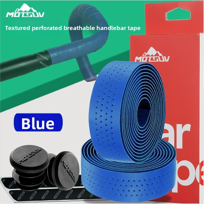 Durable Rubber Bike Handlebar Tape, Perforated Breathable Non-Slip Wear Resistant Bar Strap for Road Bike Outdoor Cycling
