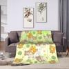 Super Warm BlanketsBoy Girl Picnic Rilakkumas Lucky Four-Leaf Throw Blanket  Flannel Bedspread For Outdoor Funny Sofa Bed Cover