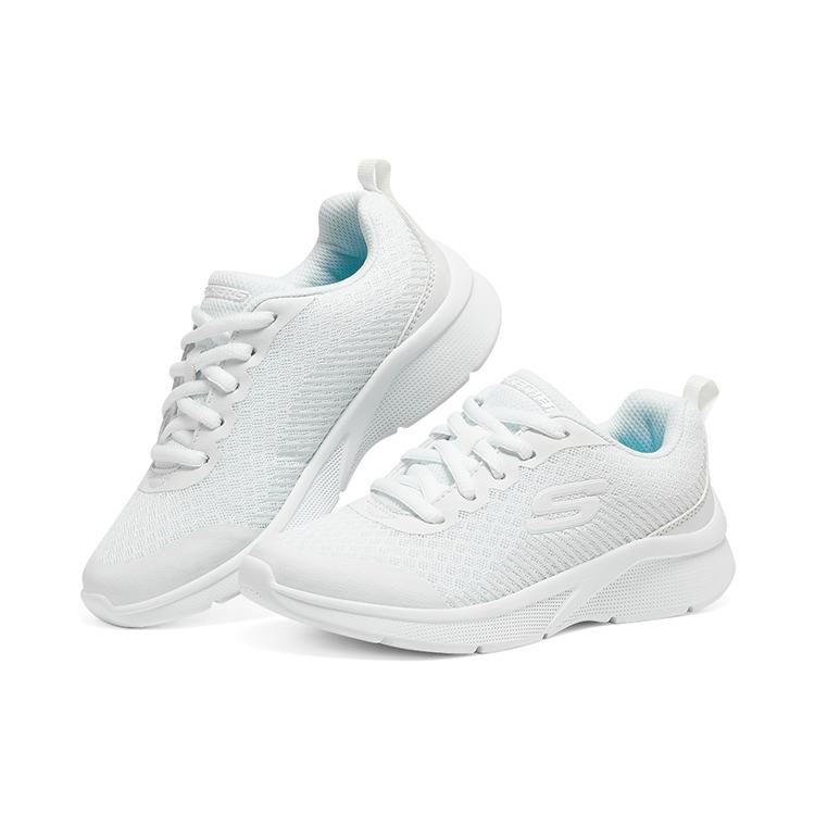 Skechers Girls Cushioning Abrasion Resistant Breathable Low top Kids' Running Shoes White Teenagers 302603L-WHT