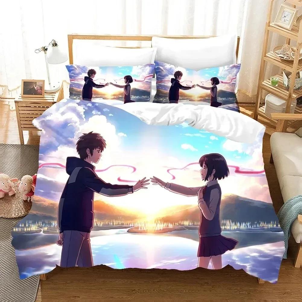 Luxury New 3D Print Your Name Luxury Bedding Set Japan Anime Cartoon Duvet Cover Set Bedspread Linen Twin Single Home Textile