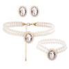 Luxurious imitation pearl crystal Choker necklace Set for Women Fashion Bracelet Earrings Jewelry Set for Wedding Bridal Sets