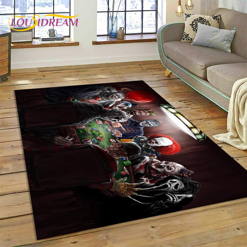 Postava z hororového filmu Chucky Pennywise Halloween Koberec do ložnice obývacího pokoje Dekorace na pohovku Doma Velká dekorativní podlahová rohož