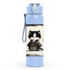 1PC Cat Sketch Black White Art Print 750ml Color Plastic Sports Water Bottle Leakproof Flip Straw Lid Suitable for Sports Office Home Use