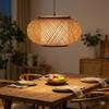 Bamboo Wicker Pendant Light Fixture Hand Woven Rattan Cage Ceiling Lamp For Living Room Bedroom Kitchen