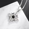 Witch Knot Natural Stone Moon Pendant Necklace Irish Celtic Knot Lucky Jewelry for Men Women Stainless Steel